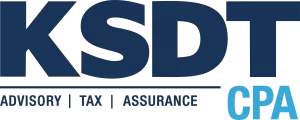 KSDT CPA logo featuring the text "KSDT" in bold blue letters with the words "Advisory | Tax | Assurance" below, representing a financial advisory firm relevant to PracticeERP's ERP solutions.