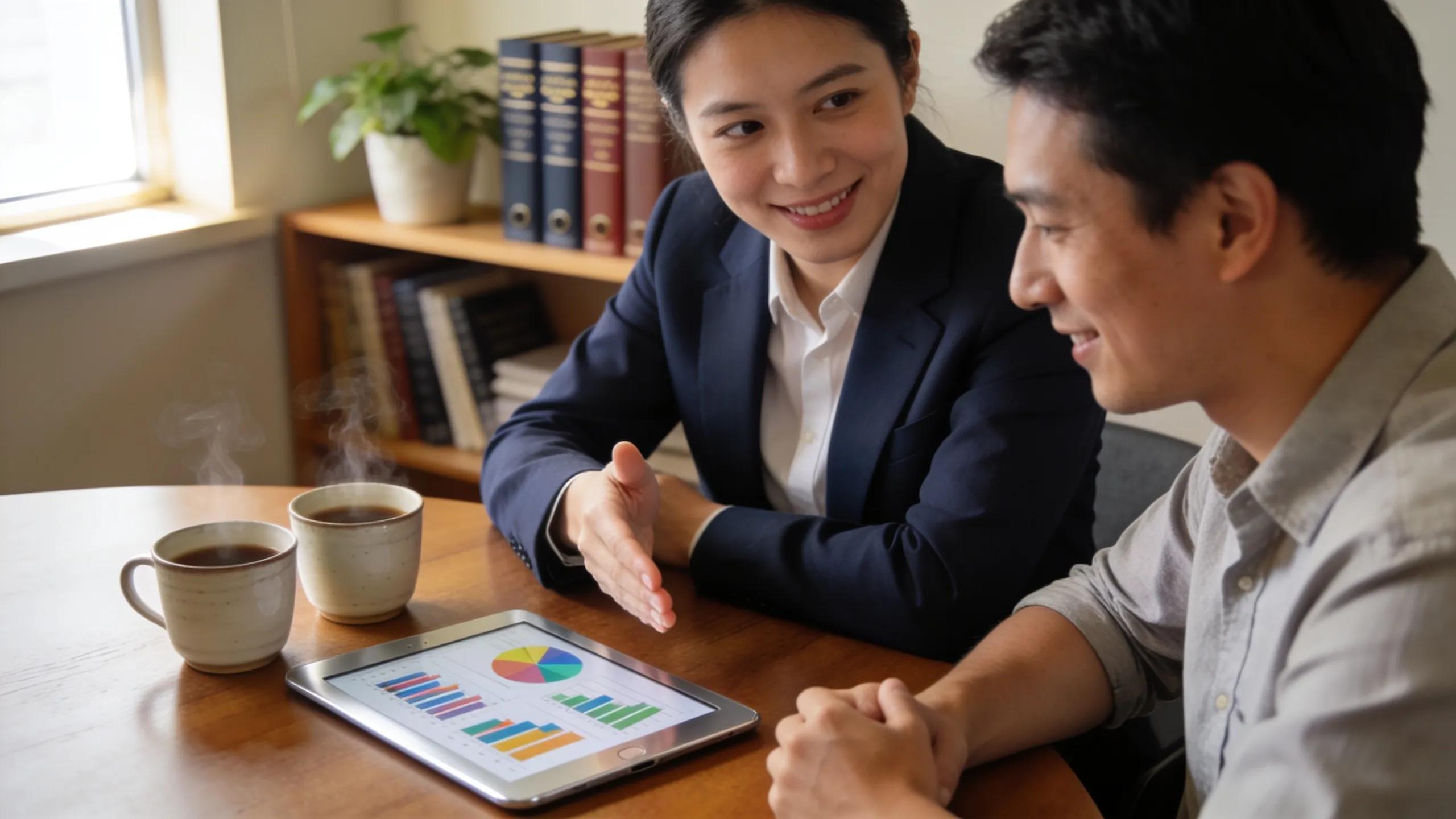 CPA meeting with a client discussing financial management, symbolizing effective client relationships