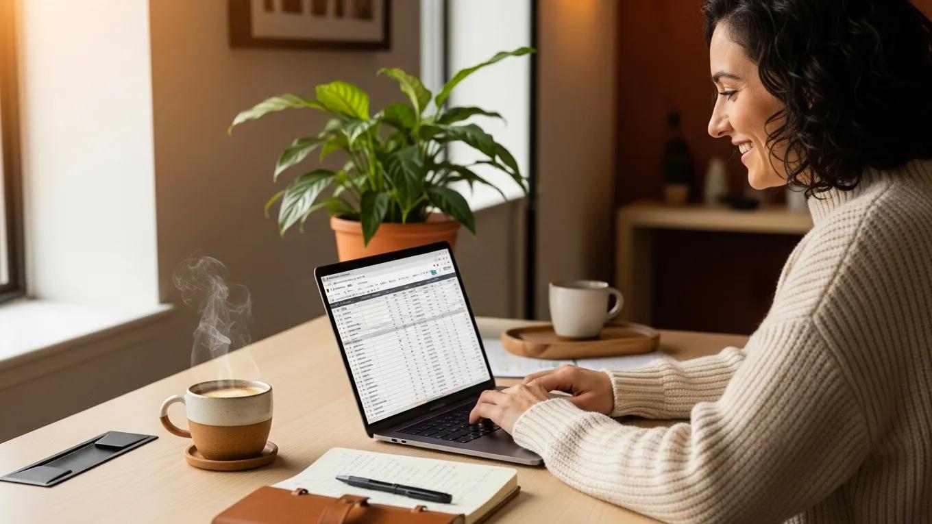 CPA professional working on ERP time tracking integration in a cozy office environment